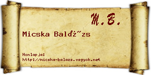 Micska Balázs névjegykártya